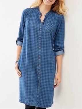 J.Jill Denim gingham check dress size medium